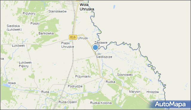 mapa Siedliszcze, Siedliszcze gmina Wola Uhruska na mapie Targeo